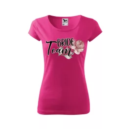 ružové tričko bride team s kvetinovým vzorom