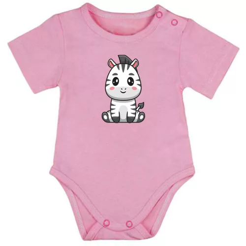 zebra krátky rukáv body pre bábätká ružová