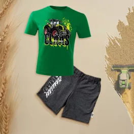   claas nový zelený detský sada s krátkym rukávom a kraťasmi