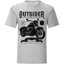 outsider motorcycle tričko sivá