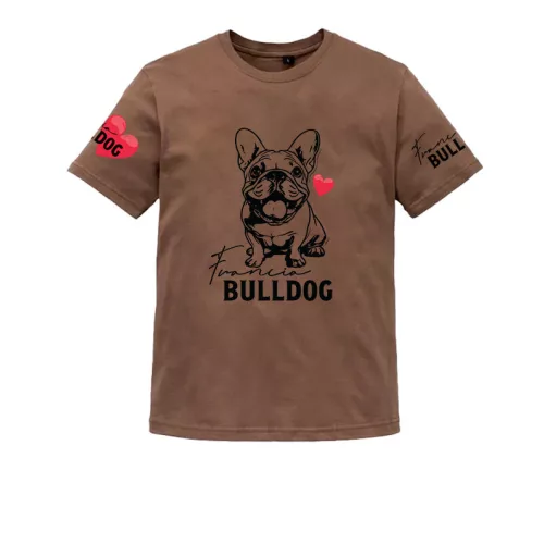 francúzsky bulldog pánske hnedé triko veľký vzor