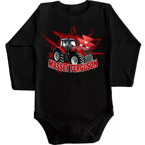 massey ferguson body pre bábätká čierna dlhý rukáv