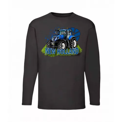 new holland - tričko s dlhým rukávom čierne