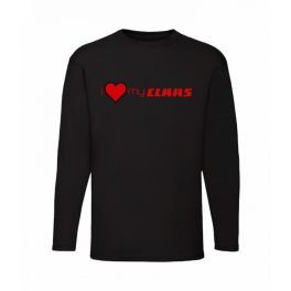 milujem svoj claas! čierne tričko s dlhým rukávom