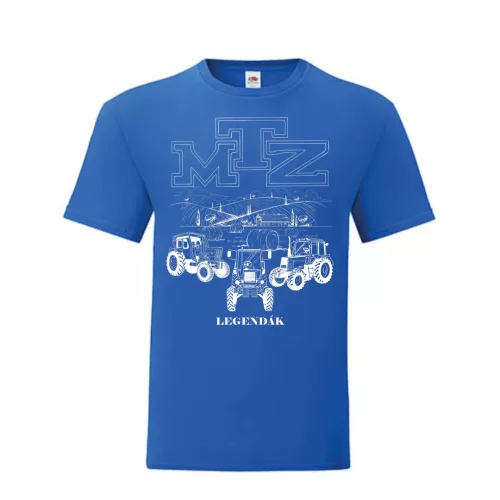 mtz obrysový dizajn modré tričko biely vzor