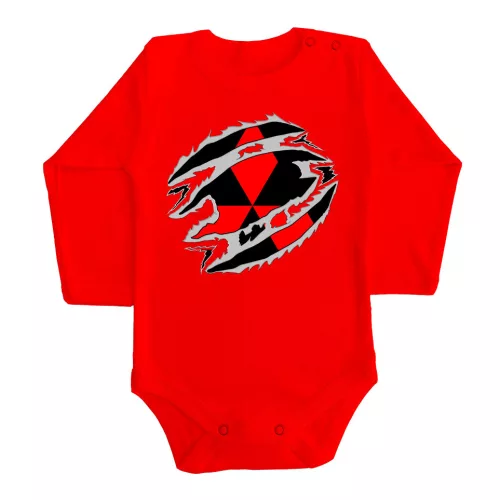 mitsubishi červené dojčenské body s dlhým rukávom