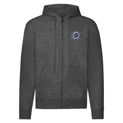 lancia tmavosivý sveter na zips