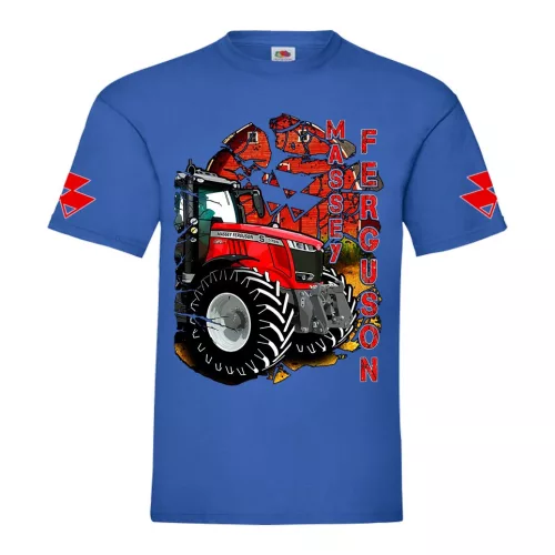 modré tričko massey ferguson s potlačou