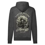 custom garage motorcycle mikina na zips, sivá