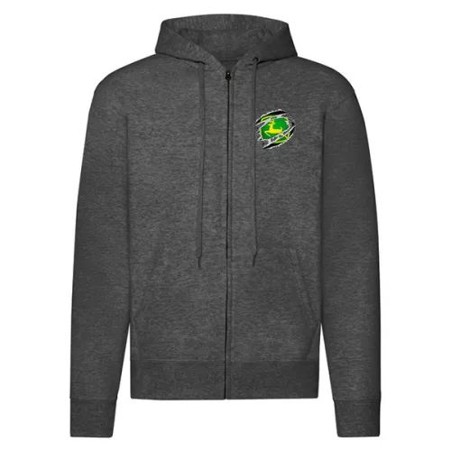 zelená mikina s logom traktor na zips tmavo šedá