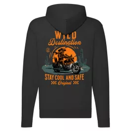 wild destination motorcycle mikina na zips, čierna