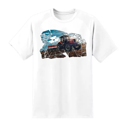 massey ferguson v práci biele tričko
