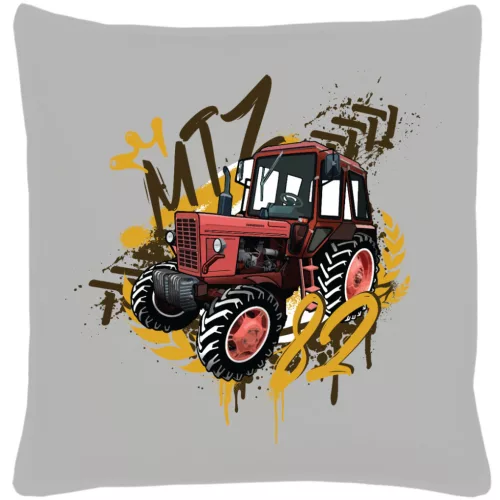 mtz 82 šedý bavlnený plátnený vankúš (mtz king)