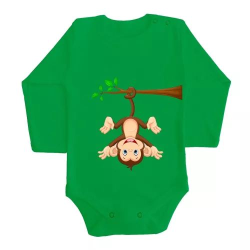 body bábätká opica dlhý rukáv zelený