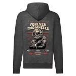 forever two wheels motorcycle mikina na zips, sivá