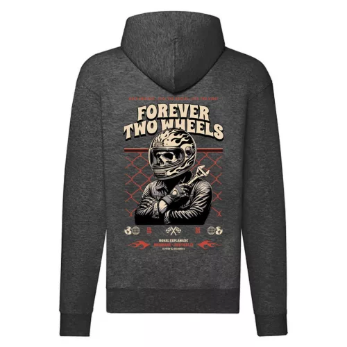 forever two wheels motorcycle mikina na zips, sivá