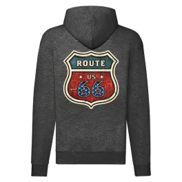route 66 motorcycle mikina na zips, sivá