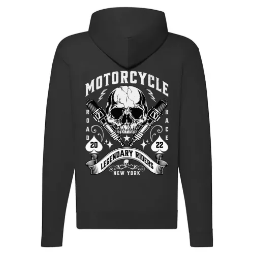 motorcycle road spirit motorcycle mikina na zips, čierna