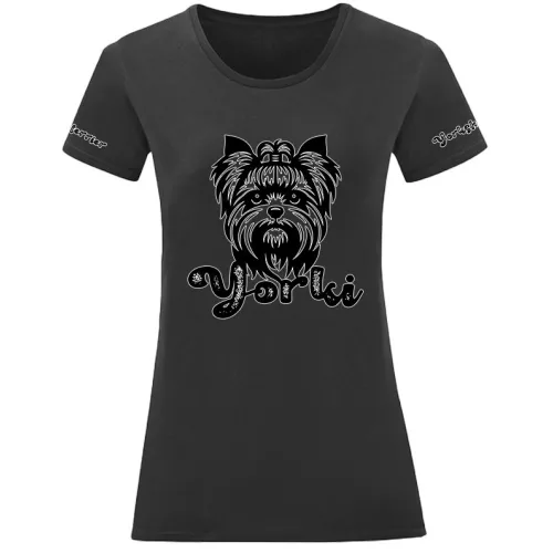 dámske čierne tričko od yorkšír veľký vzor