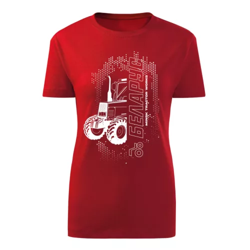 belarus designové červené tričko s bielym vzorom