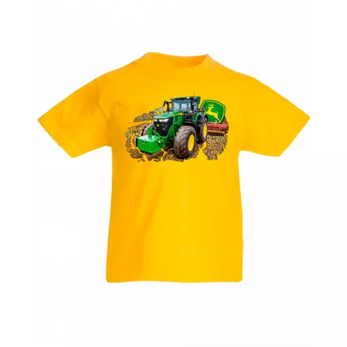 zelený traktor žlté detské tričko