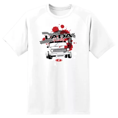 rally lada biele tričko s krátkym rukávom