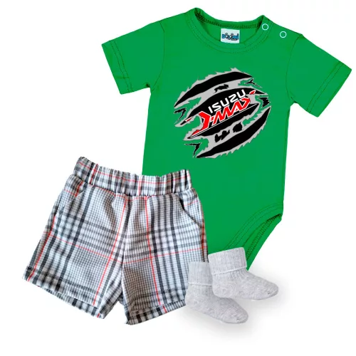 isuzu zelená krátky rukáv body pre bábätká + šortky a ponožky