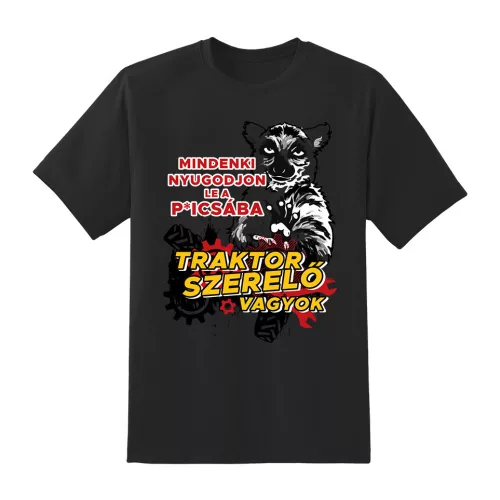 všetci sa upokojte, čierne tričko (mechanik traktorov)