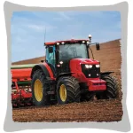 červený traktor v práci šedý bavlnený vanúšek