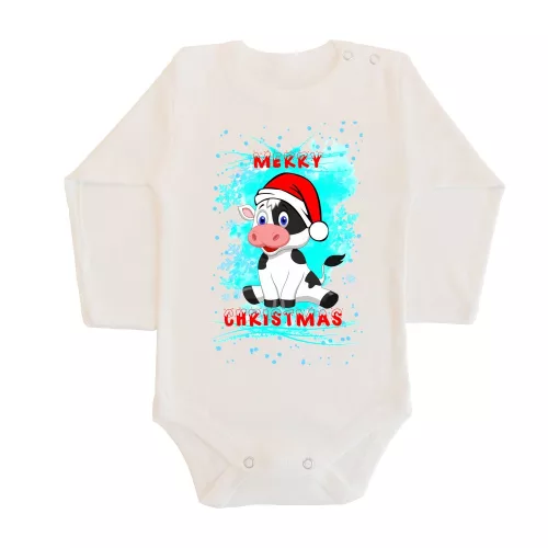 teľa merry christmas body pre bábätká dlhý rukáv