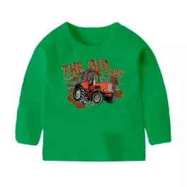 detské tričko traktor t25 zelené dlhý rukáv
