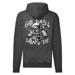 go fast don't die motorcycle mikina na zips, sivá