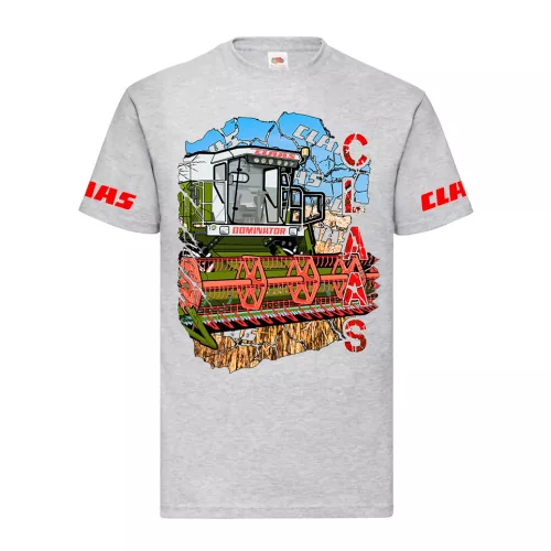 šedé tričko claas dominator s potlačou