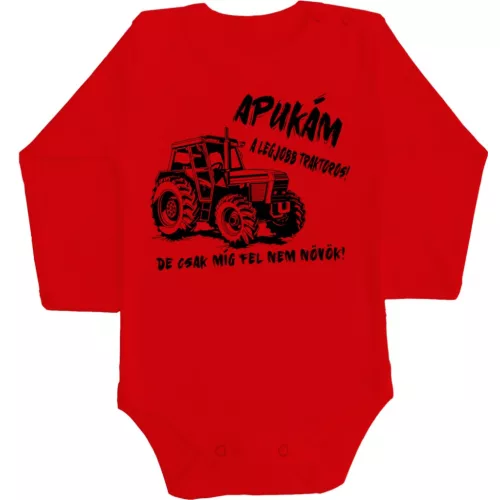 môj otec je najlepší vodič traktora....detské body dlhý rukáv červený