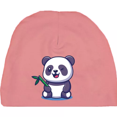 panda detská čiapka ružová