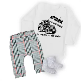   môj otec je najlepší traktor čierny vzor, ​​body pre bábätká biely dlhý rukáv + nohavice a ponožky