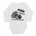 môj otec je najlepší traktor čierny vzor, ​​body pre bábätká biely dlhý rukáv + nohavice a ponožky