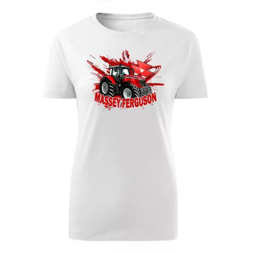 massey ferguson biele dámske traktorové tričko