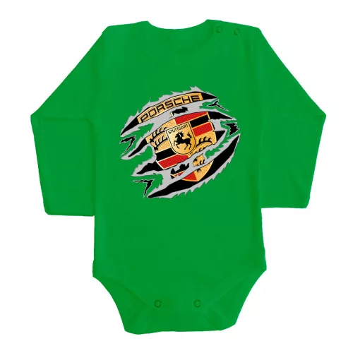 porsche zelená dlhý rukáv dojčenské telo