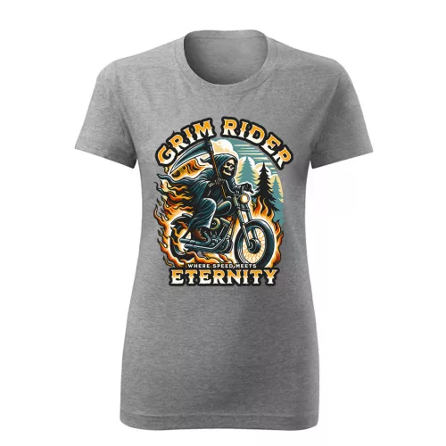 grim rider motorcycle dámske tričko sivá