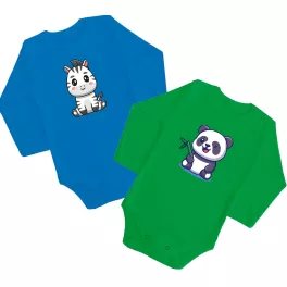  2 kusová súprava zebra panda (zelená - modrá) dlhý rukáv