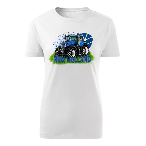 new holland biele dámske traktorové tričko