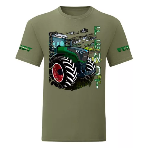 zelené tričko fendt s potlačou