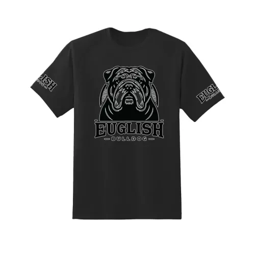 anglický bulldog pánske čierne tričko veľký vzor