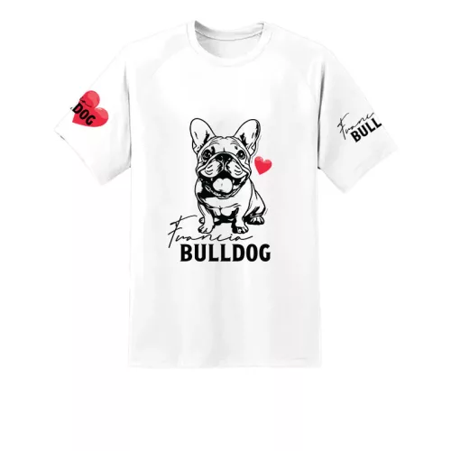 biele pánske tričko francúzsky bulldog veľký vzor