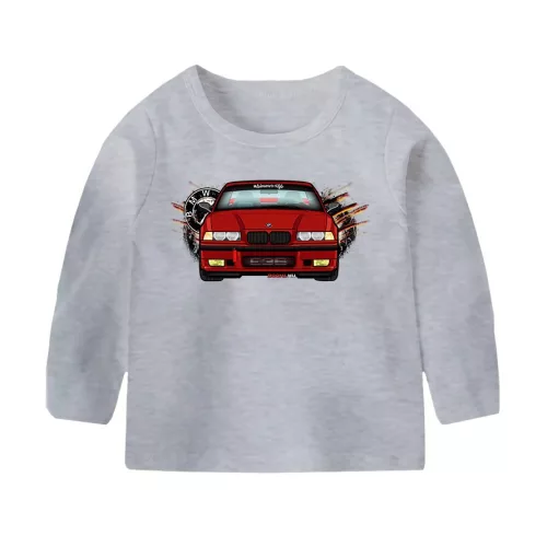 bmw e36 detské tričko s dlhým rukávom šedé