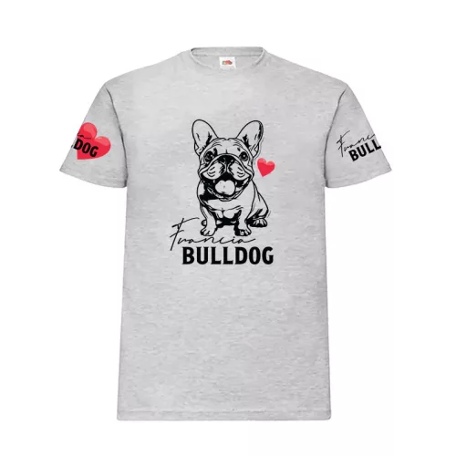pánske tričko francúzsky bulldog svetlo sivá veľký vzor