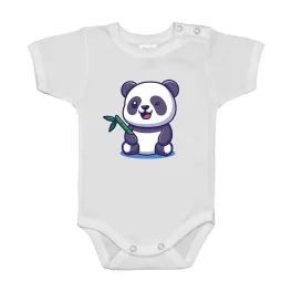 panda krátky rukáv body pre bábätká biela