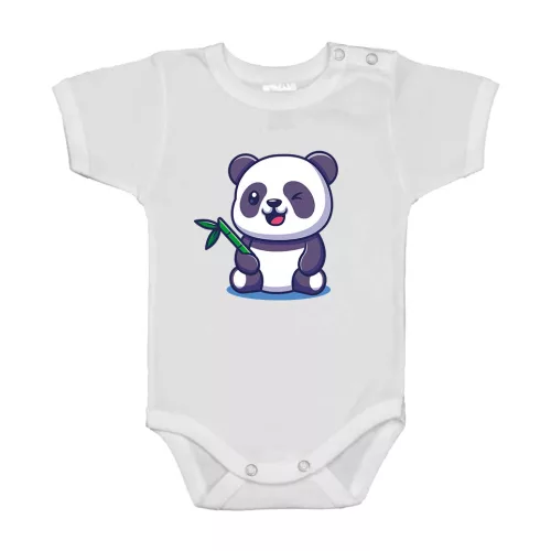 panda krátky rukáv body pre bábätká biela