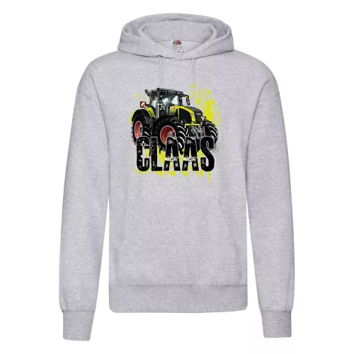 svetlošedý pulóver claas axion s kapucňou